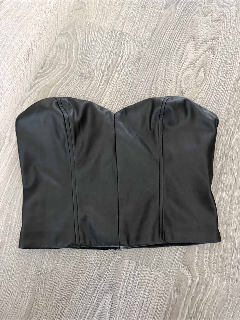 DYNAMITE Strapless Black Faux-Leather Bustier Top